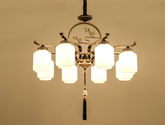 瑞朗灯饰 8头吊灯 现代中式 优质铁艺+手工玻璃灯罩
