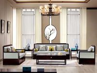 槿漫轩家具 1+2+3组合沙发 新中式 东南亚红檀木+麻布软包