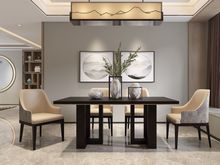 品筑生活 扶手餐椅 新东方 进口榉木+丝布刺绣+头层牛皮 (双数起售,不单卖)