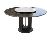 极简时代 1.35米餐桌 极简 大理石面 碳素钢金属烤漆脚（含转盘）