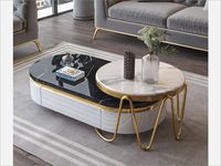 柏拉图 圆茶几 后现代.轻奢 大理石+不锈钢封釉镀钛金