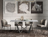 巴洛克 1.4米餐桌 现代风格 人工大理石+不锈钢镀黑钛