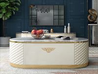 柏拉图 1.4米茶几 后现代.轻奢 大理石+进口实木+高回弹海绵+优质超纤皮+不锈钢拉丝封釉镀钛金