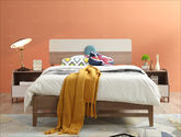 安美居 北欧 1.2米床 白蜡木+多层实木板+（橙色：麻布，蓝色：科技布）