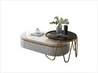 柏拉图 圆茶几 后现代.轻奢 钢化玻璃+不锈钢封釉镀钛金