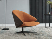 简优 休闲椅 意式轻奢 碳素钢黑砂底架+PU皮+粗麻面料