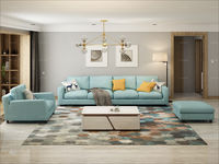 纳德威 组合沙发 现代简约 抛光桉木内架+棉麻布料+橡胶木脚