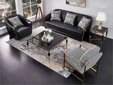 拾光园 1+2+3组合沙发 轻奢 环保多层实木板+进口实木+高回弹海绵+优质仿真皮+不锈钢镀钛金