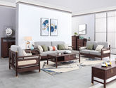 东方神韵 1+2+3组合沙发 新中式 橡胶木+科技布