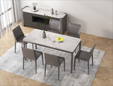 美侈 餐桌 极简 灰钛钢+岩板