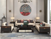 风范 1+2+3组合沙发 新中式风格 乌金木+纳帕皮+镀铜五金