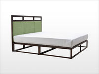 荣麟 双人床 新中式 乌丝檀木+棉麻面料+高回弹海绵