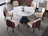 格具 现代轻奢 1.2米圆餐桌 碳素钢+不锈钢+岩板