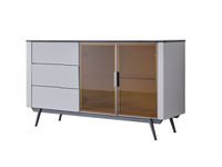 栖居 简奢 餐边柜 板木+钢架+玻璃+亮光岩板