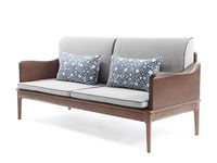 写意 双位沙发 现代实木风格 南美胡桃木+标配61#布