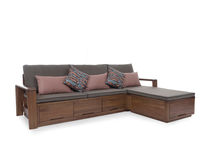 写意 坐左转角沙发 现代实木风格 南美胡桃木+标配56#布