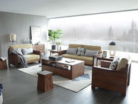 写意 组合沙发 现代实木风格 南美胡桃木+A款标配16#布 B款标配55#科技布