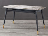 柏拉图 轻奢 1.4米餐桌 黑砂碳素钢+马肚型岩板