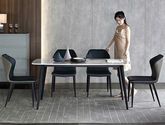 柏拉图 轻奢 1.4米餐桌 岩板+碳素钢桌腿 (方腿)