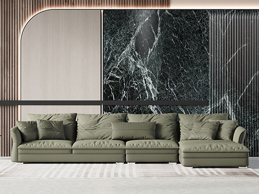 Minttu明途 极简 实木框架+高回弹海绵+扪真皮+仿皮+羽绒+羊羔绒+五金脚 皮艺沙发 2+2+脚踏组合沙发（含抱枕）