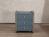 柏思戈 轻奢 仿皮 中纤板 实木板 铜拉手 深蓝色 床头柜1个