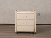 柏思戈 轻奢 仿皮 中纤板 实木板 铜拉手 米黄色 床头柜1个