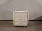 柏思戈 轻奢 仿皮 中纤板 实木板 铜拉手 浅灰色 床头柜1个