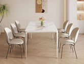 云端 奶油风 铝合金材质+纯白色岩板面 白色 1.8米餐桌