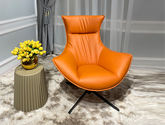 缔造 极简 百礼图面料+仿真皮+高密度海绵+实木框架+碳素钢脚+填充羽绒 橙色 休闲椅