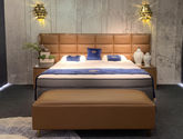 柏思戈 轻奢 纳米环保科技皮 实木结构 俄罗斯进口落叶松 棕色 1.8米皮床
