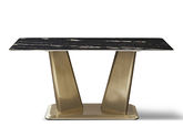 拜洛迪 轻奢 不锈钢+岩板 金色+黑色 1.6米餐桌