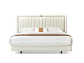 拜洛迪 轻奢 接触面头层牛皮+三面齐边悬浮床 米白色 1.8米床