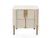 拜洛迪 轻奢 拉丝香槟金不锈钢+实木抽屉贴绒布 浅卡灰色 床头柜1个