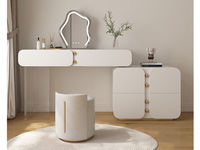 唯诺 侘寂风 梳妆台 环保实木夹板+钢琴烤漆+ 不锈钢半圆球+透明亚克力柜脚+不锈钢底座+云朵触屏妆镜