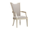 艾美侈 美式 进口榉木+超纤皮 香槟银+古典白 有扶手餐椅1把