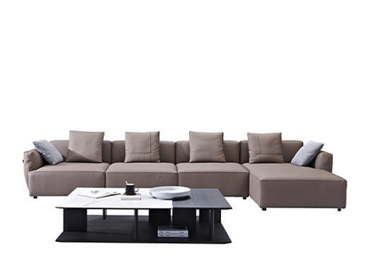 希奥 极简 接触面头层牛皮 俄罗斯樟子松 1+1+1+左贵妃 皮转角4.1米沙发