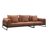 希奥 极简 接触面头层牛皮 新日钢架  2.8米双扶四位 皮沙发