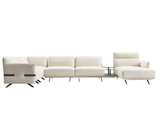 希奥 极简 纳帕皮 俄罗斯樟子松 单扶单+转角+中位+茶几位+左贵妃 半皮（接触面真皮）转角4.42米沙发