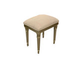 美克金典 美式 欧洲进口榉木+实木多层板+棉麻布艺+高回弹海绵 香槟金 妆凳坐凳