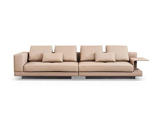 梵纳意简 极简 接触面头层牛皮+多层实木板+实木框架+高回弹海绵+不锈钢五金+羽绒 直排3.52米沙发 网红 极简康纳利直排