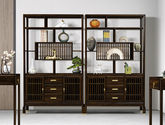 美檀家居 新中式 进口黑檀木+多层实木板+电镀五金+静音缓冲导轨 黑檀色 博古架