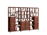 宝瑞·檀风 新中式 印尼金花梨木框架+多层实木板贴皮+电镀五金 紫檀色 三组合博古架