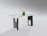甄品家具 极简 桌面：香雪梅彩晶石+底板 脚架：不锈钢原色+碳素钢  1.4米餐桌