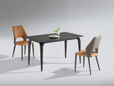 甄品家具 极简 桌面：岩板+底板脚架：黑砂碳素钢 1.4米餐桌