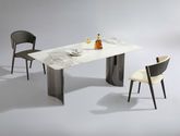 甄品家具 轻奢 桌面：岩板+底板脚架：不锈钢黑钛亮光 1.6米餐桌