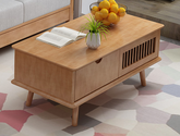 简森曼 北欧风 面板 底板 侧板 脚为橡胶木 抽屉尾板为松木 抽屉底板多层板 原木色 1.2米茶几 【实木拼接工艺】