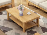 简森曼 北欧风 面板 脚为橡胶木层板 原木色 1.3米茶几 【实木拼接工艺】