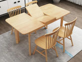 简森曼 北欧风 橡胶木 功能 原木色 伸缩拉1.2米餐桌 【实木拼接工艺】