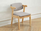 简森曼 北欧风 橡胶木框架为橡胶木，靠背，坐垫为布艺加海绵（不含抱枕） Z字椅 原木色 餐椅1把 【实木拼接工艺】