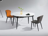 甄品家具 极简 桌面：岩板+功能件脚架：黑砂碳素钢（不带电磁炉） 1.35米拉伸 功能餐桌